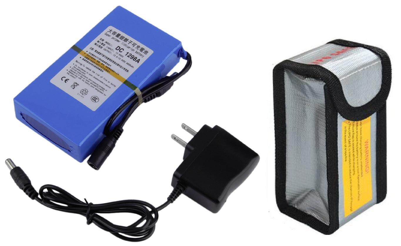12V Lithium Ion Rechargeable Battery and Charger